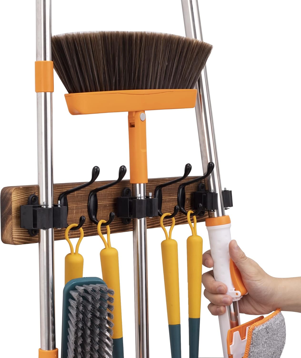 Amazon.com: HONIZER Broom Holder Wall Mount, Larger Spacing Slot Mop ...
