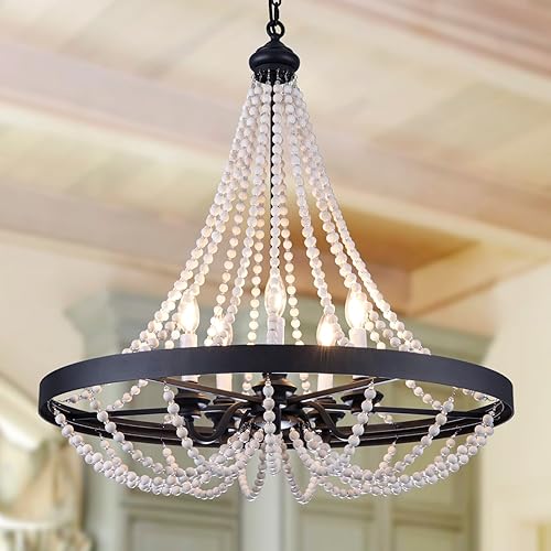 Tochic Candelabro de cuentas, lámpara de 30 pulgadas de color negro para entrada, lámpara de cristal del imperio francés para sala de estar,