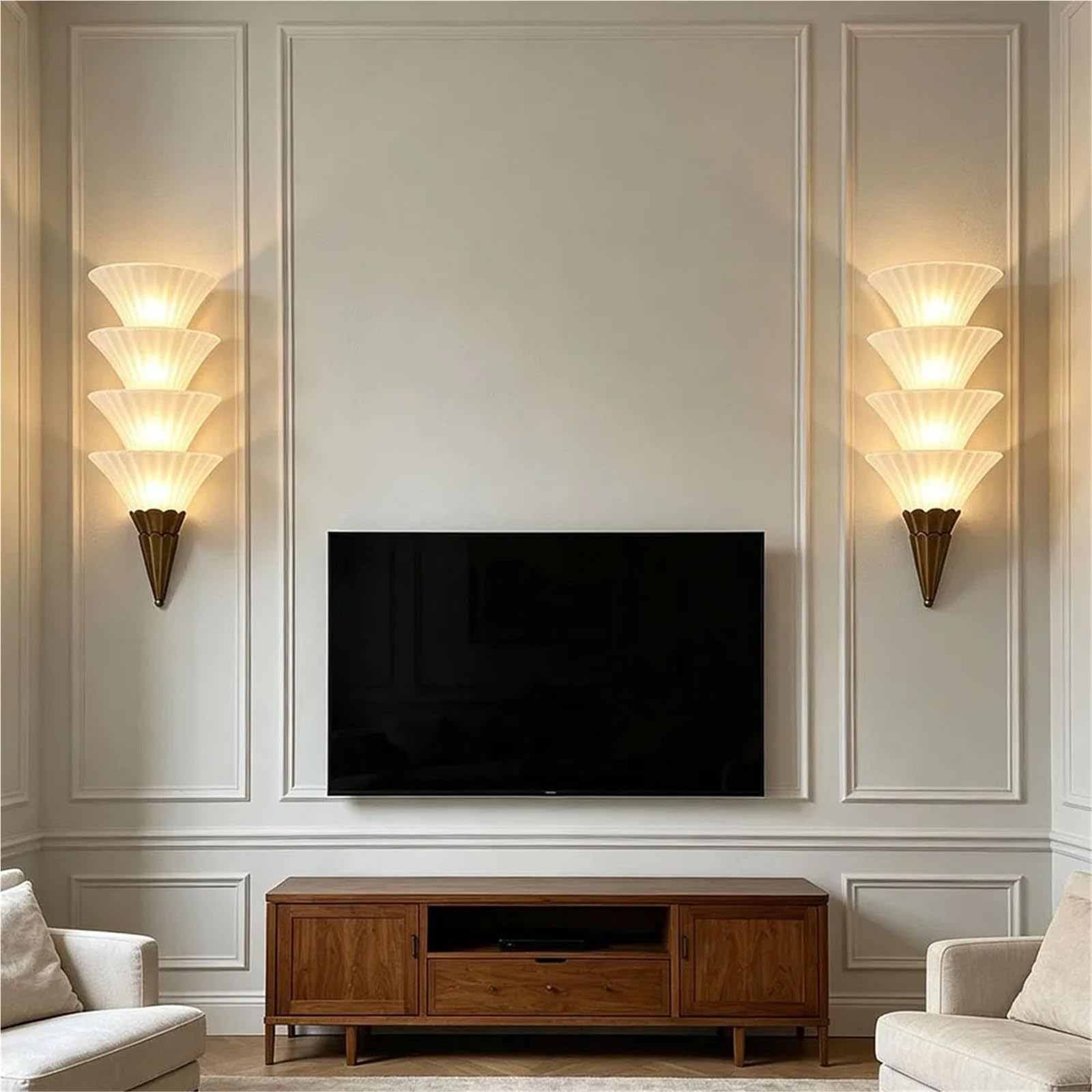 Vintage Art Deco Wall Sconce Vertical Frosted Glass Wall Lamp