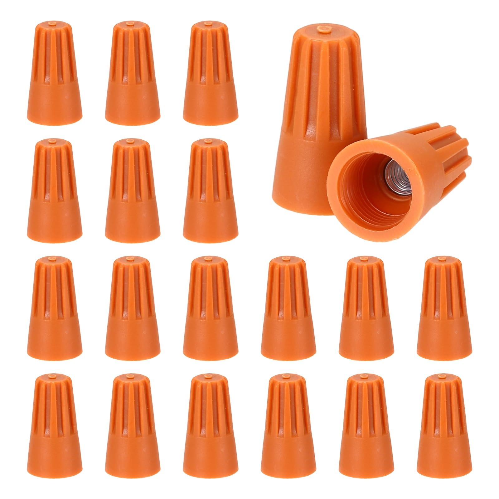 sourcing map 45pcs Wire Connectors, 16-14 AWG Electric Wire Caps Insulating Insert Twist Electrical Wire Connector Nuts with Spring for Quick Connection, Orange