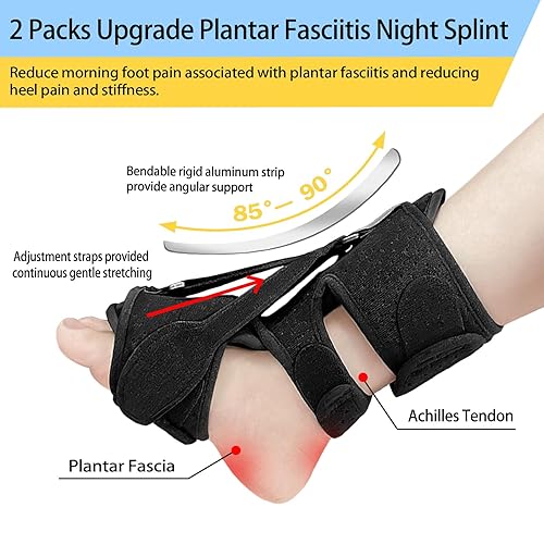 Miniatura 2 de Paquete de 2 férulas nocturnas para fascitis plantar, alivia el dolor de pies, dolor de pies matutino, tendinitis de Aquiles, caída de pies, mujeres