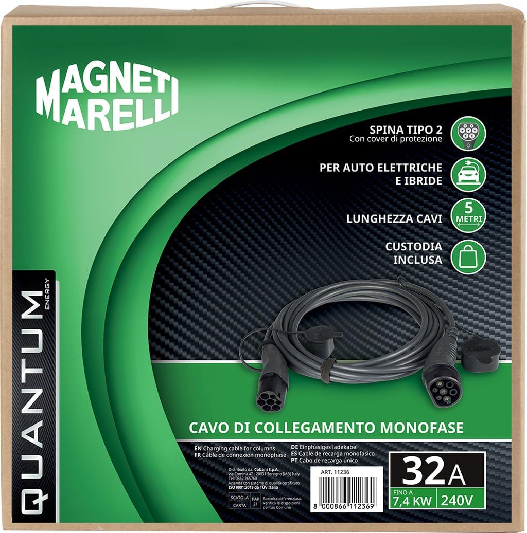 Quantum Energy Kabel przyłączeniowy Magneti Marelli Wallbox - Przewód połączeniowy do jednofazowych stacji ładowania EV 32A - 7.4 Kw do 240 V - - długość kabla 5 m
