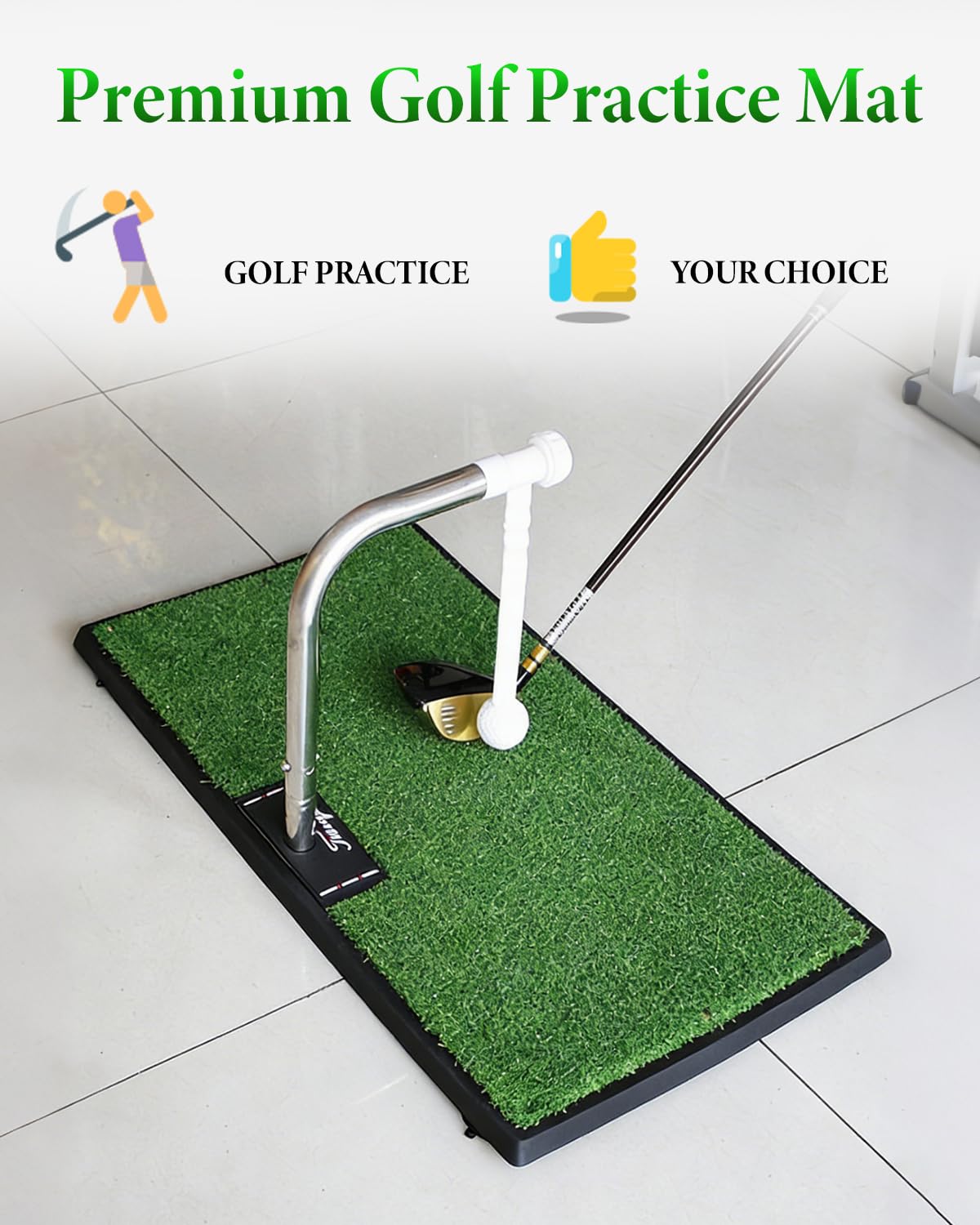 Golfschwung-Trainer mit 5 Höhenverstellungen, Golf-Trainingsgerät mit 2*Drehbare Stange, Automatische Ballrückführung, für Zuhause, Büro, Garten, tägliches Training, Einfach zu montieren