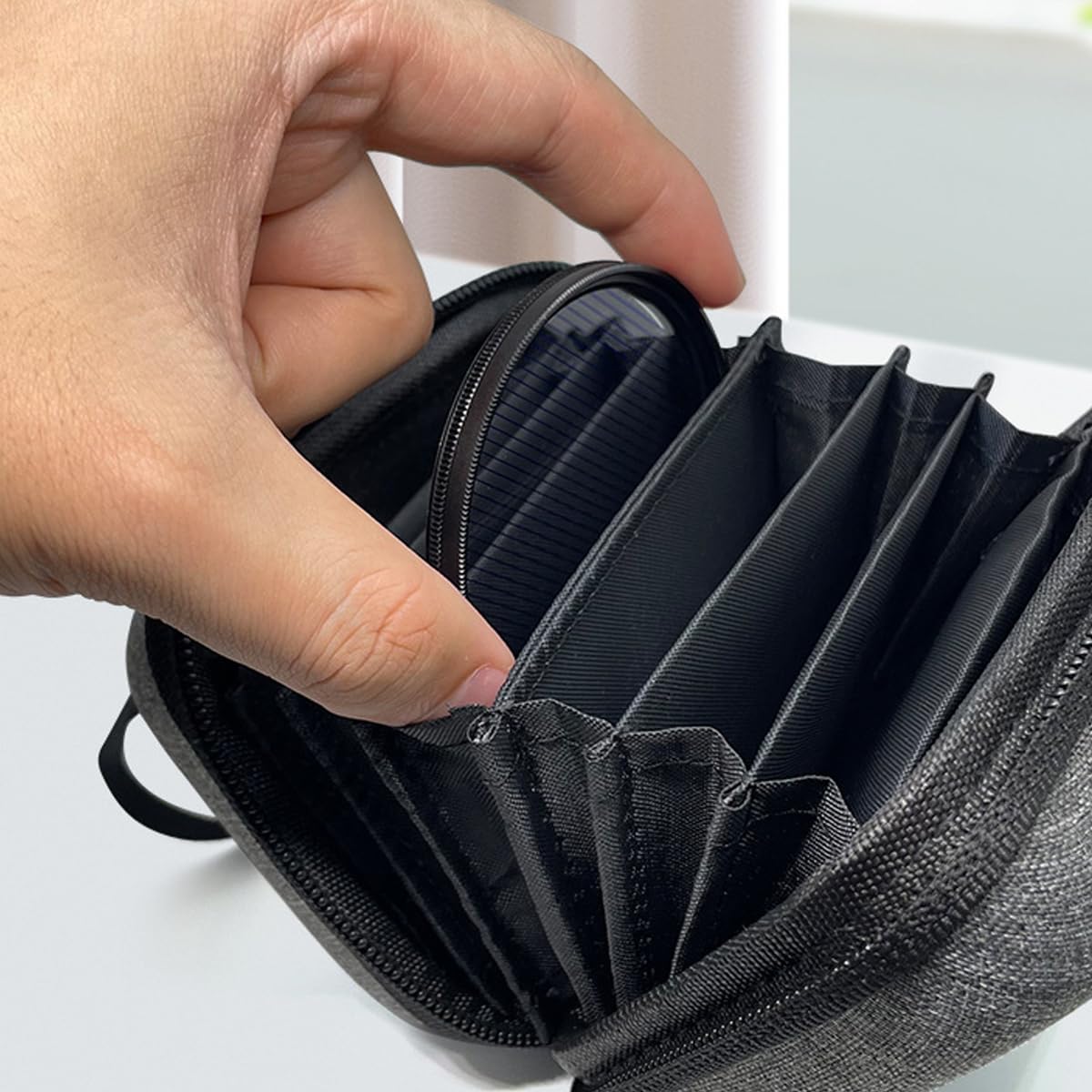 Bolsa de Filtro para Lente de cámara Resistente al Agua para 8 filtros Redondos de hasta 67 mm de diámetro Bolsas de inserción Protectoras Bolsa de Filtro Estuche para cámara (Gris)