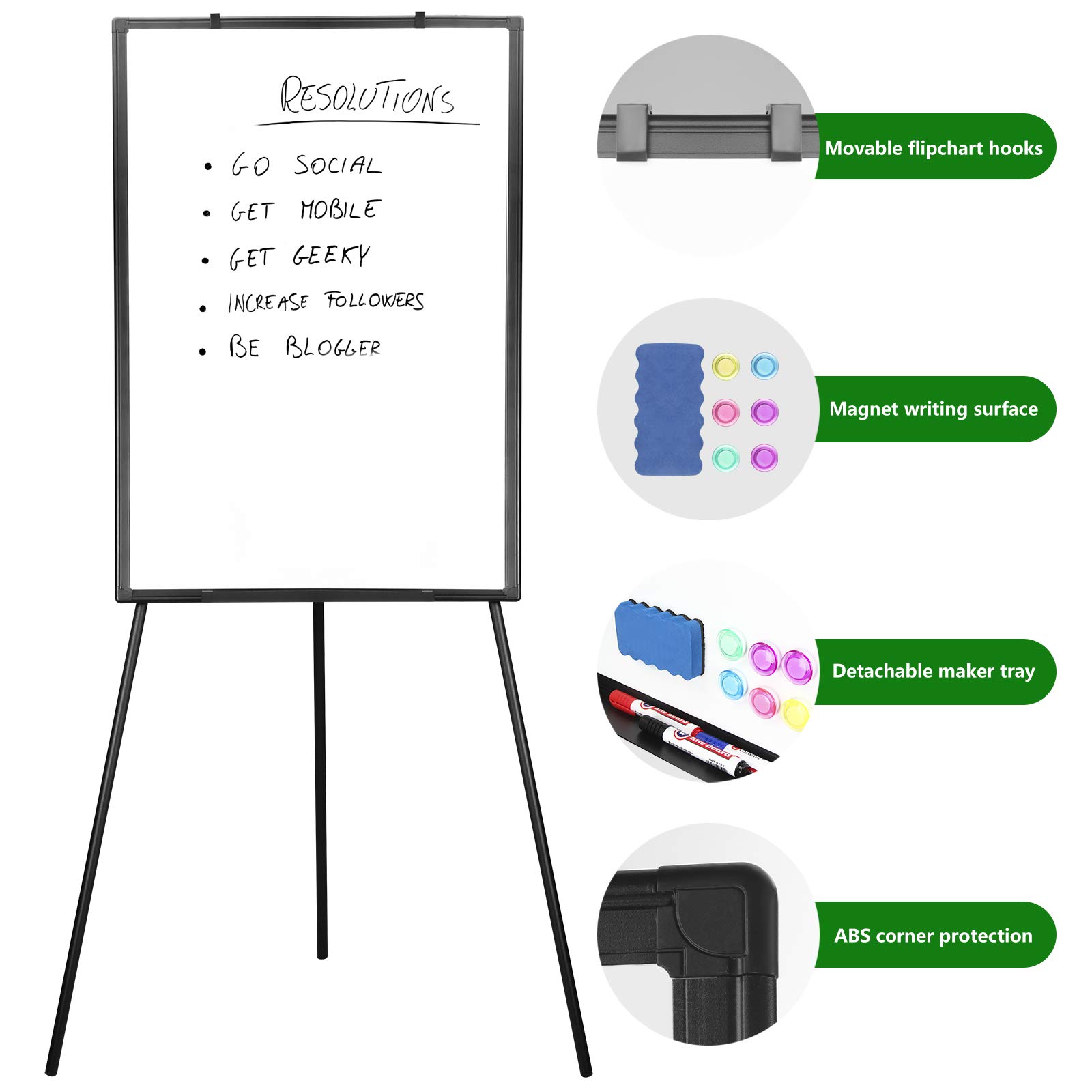 Easel Whiteboard, Portable Dry Erase Easel Board, 36 x 24 inch
