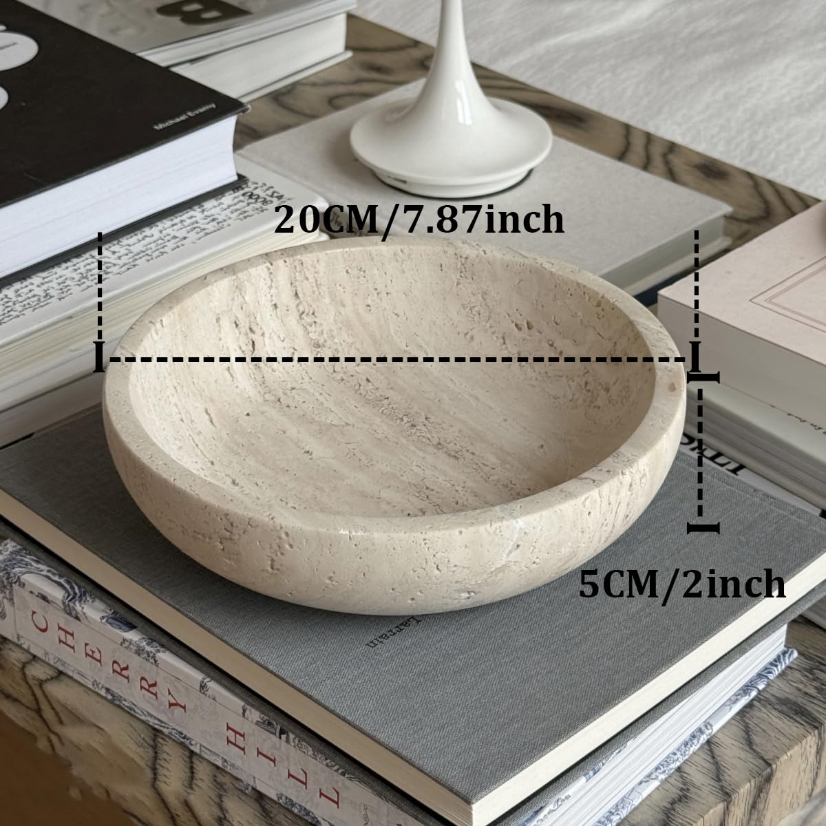 Große dekorative Marmorschale, 20 cm, Naturstein, runde Schale für Heimdekoration, Schmucktablett, Couchtische, Tafelaufsatz, Seife, (beige)