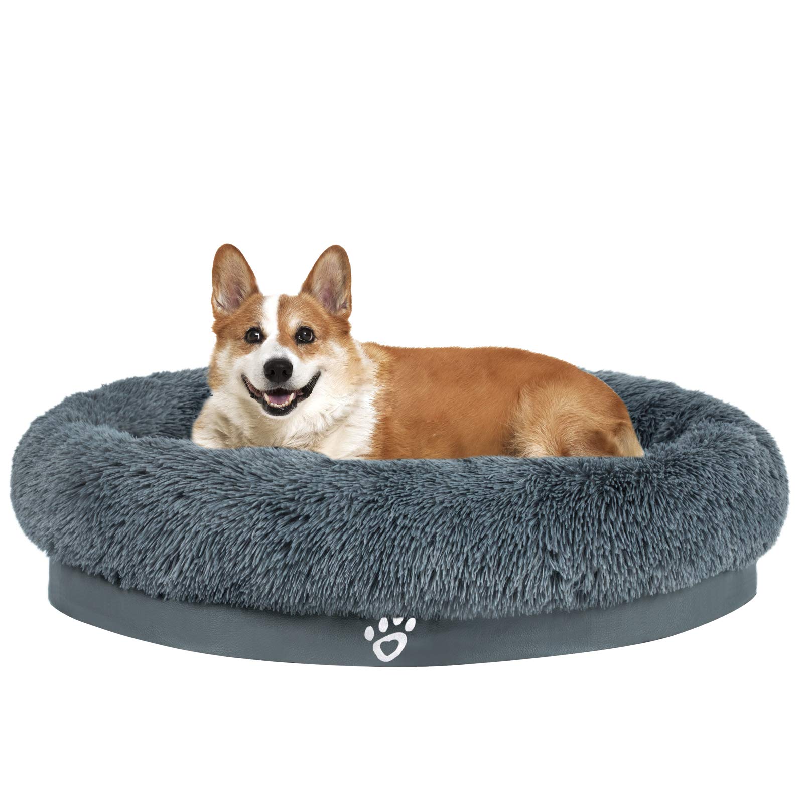 MFOX Calming Dog Bed (L/XL/XXL/XXXL) for Medium and Large Dogs Comfortable Pet Bed Faux Fur Donut Cuddler Up to 25/35/55/100lbs