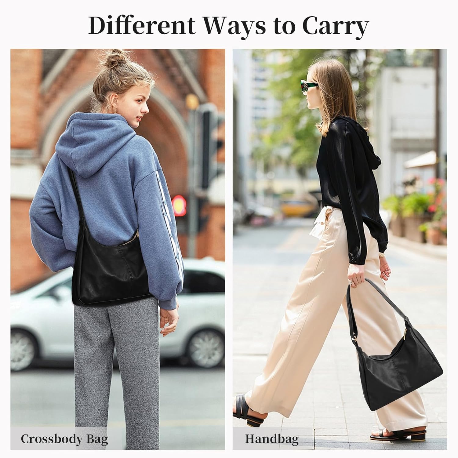 Hobo Bags for Women Cross Body Leather Purse Slouchy Shoulder Bag Vegan Leather Tote Bag Hobo Handbag Crossbody Purses - Image 6