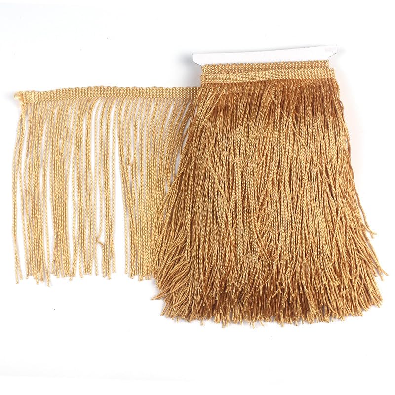 5 Yards Medium Khaki Fringe Trim Lace Tassel Chainette 15cm Wide Fringe Trim Ribbon for DIY Latin Dress Stage Clothes Accessories Lace Ribbon