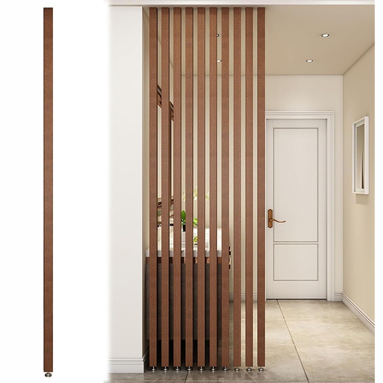 GLETSF Room Divider - Floor To Ceiling Wooden Slat Privacy Screen, 3Ft To 8Ft Tall, Stylish Wall Partition For Living Room, Office, Restaurant Decor-1 Pcs-110cm/43.3in/3.6ft
