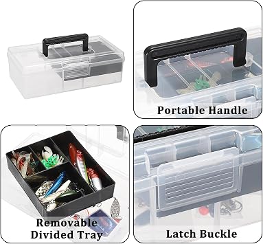 JUXYES Clear Art Craft Supply Storage Bin Sewing Box With Handle Lid