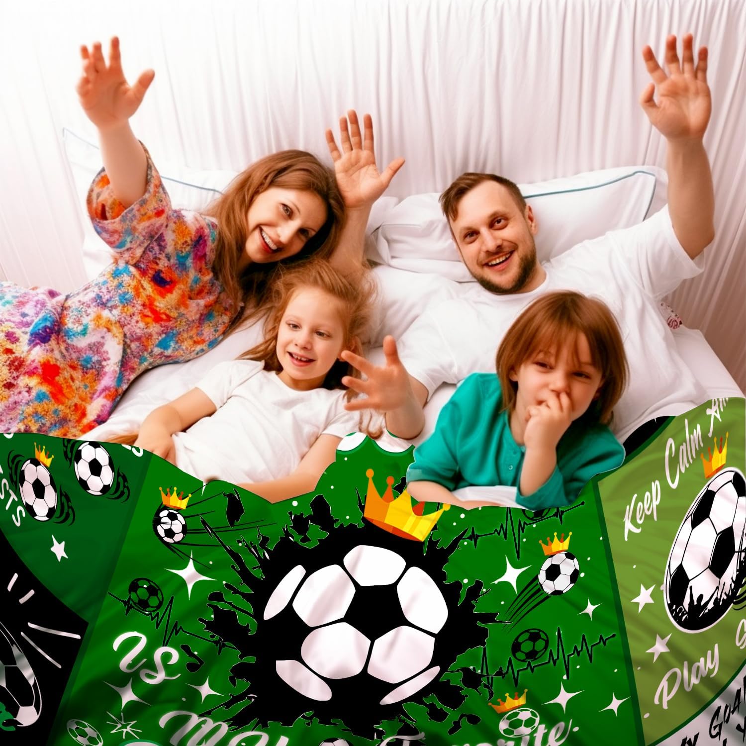 Soccer Adult Throw Blanket, Green, 80"x60", Soccer Letter Print