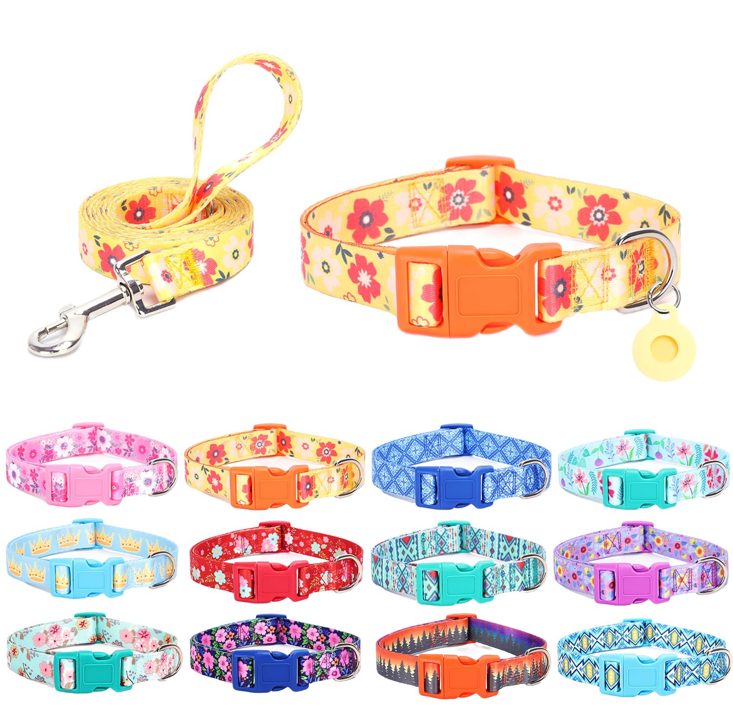 SLZZ Dog Collar with lead Airtag Holder Case Set