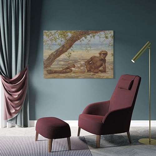 Miniatura 4 de Henry Scott Tuke - Póster de Samuel bajo un árbol, Jamaica, pintura decorativa, lienzo para pared, para sala de estar, dormitorio, 12 x 18 pulgadas