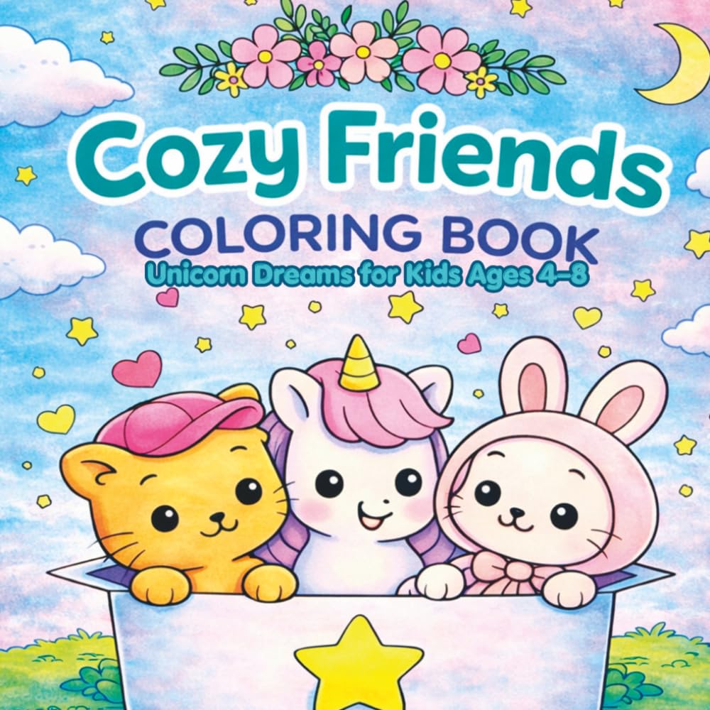 Cozy Friends Coloring Book: Unicorn Dreams for Kids Ages 4–8 | Cute Kitten & Bunny Coloring Pages | Easy, Bold & Simple Animal Coloring Book for Girls (The Cozy Friends Coloring Series)