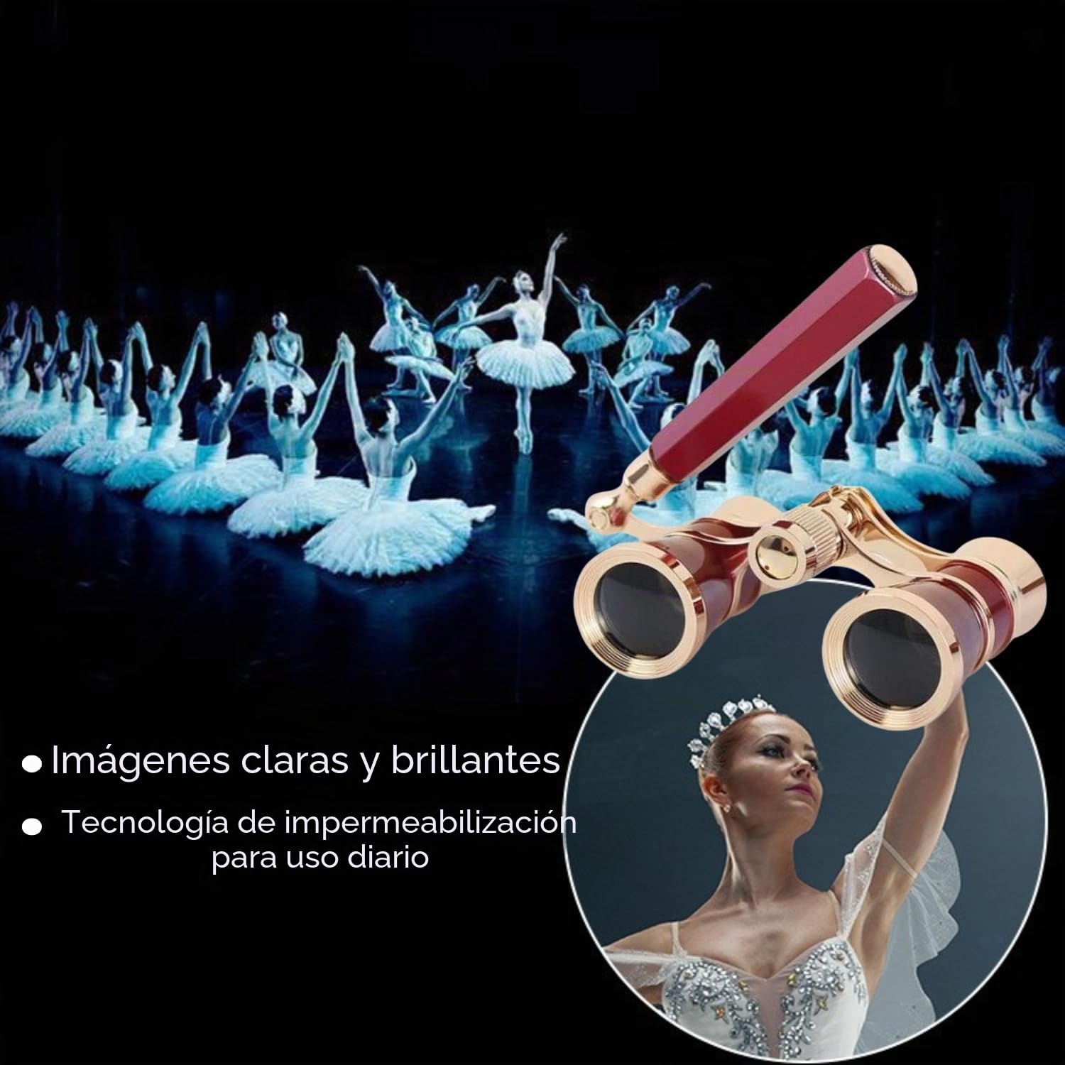 3X25 Opera Theater Horse Racing Glasses Binocular Telescope with Handle/Accessory Kit Women Telescope (Red)