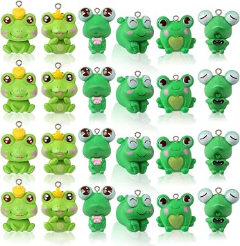 BENOSPACE 24 PCS 3D Frog Charm Pendant Cartoon Animal Bead Green Resin Frog Pendant DIY Accessories for Jewelry Making Handmade Earrings Necklace Bracelets Keychain Hairpin Ornaments Crafts Supplies