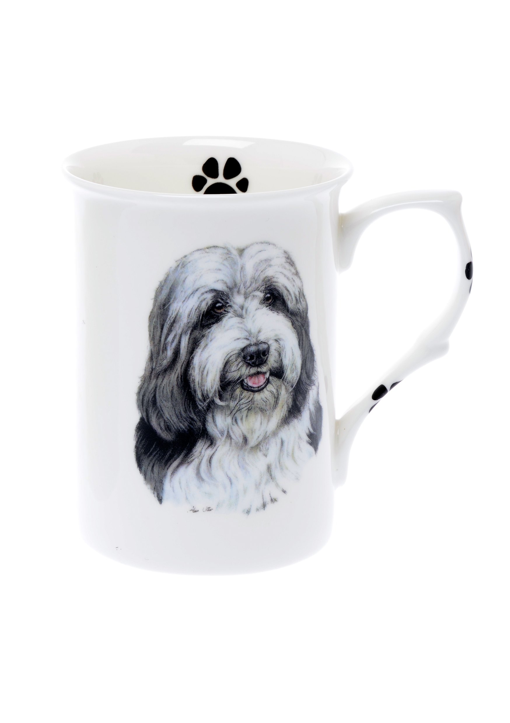 (BB5) SINGLE BONE CHINA BEAKER/ MUG/CUP bearded collie dog