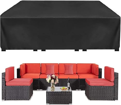 Fundas para muebles de patio al aire libre, impermeables, rectangulares, para muebles de exterior para mesa y sillas, funda de patio con 4 hebillas