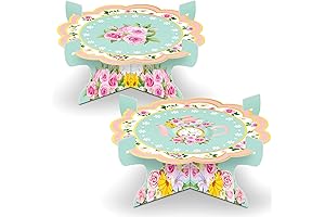 Tea Party Decoration Kit with Floral Tea Cupcake Stand