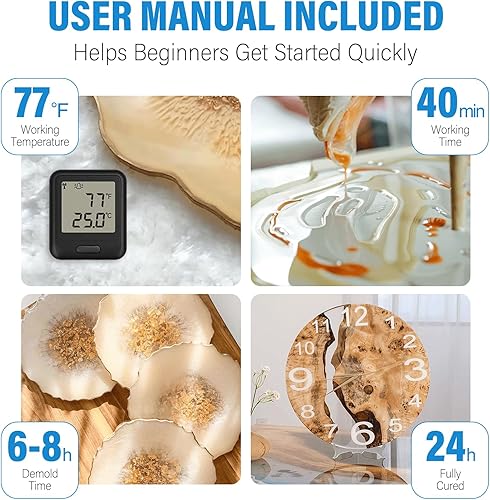 Miniatura 2 de Suzzam Resina epoxi  Kit de resina epoxi transparente de 68 onzas, alto brillo y resistente a los rayos UV, sin burbujas y antiamarilleamiento para