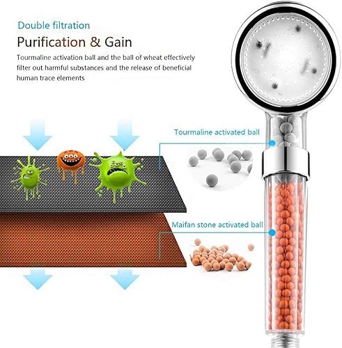 Miniatura 2 de APzek Cabezal de ducha LED con manguera y soporte de brazo de ducha, cabezal de ducha de mano de alta presión con filtro de ahorro de agua que