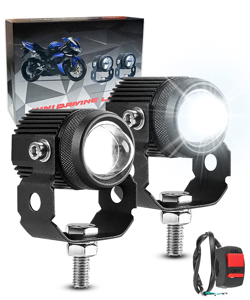 Carzex® Mini Driving Projector Fog LED Light | 60W DC 12V | White & Yellow Beam | Inbuilt Cooling Fan | Metal Body | For Bikes, Scooty & Cars | 2PC Set with Switch | 3 Months Warranty-image-24