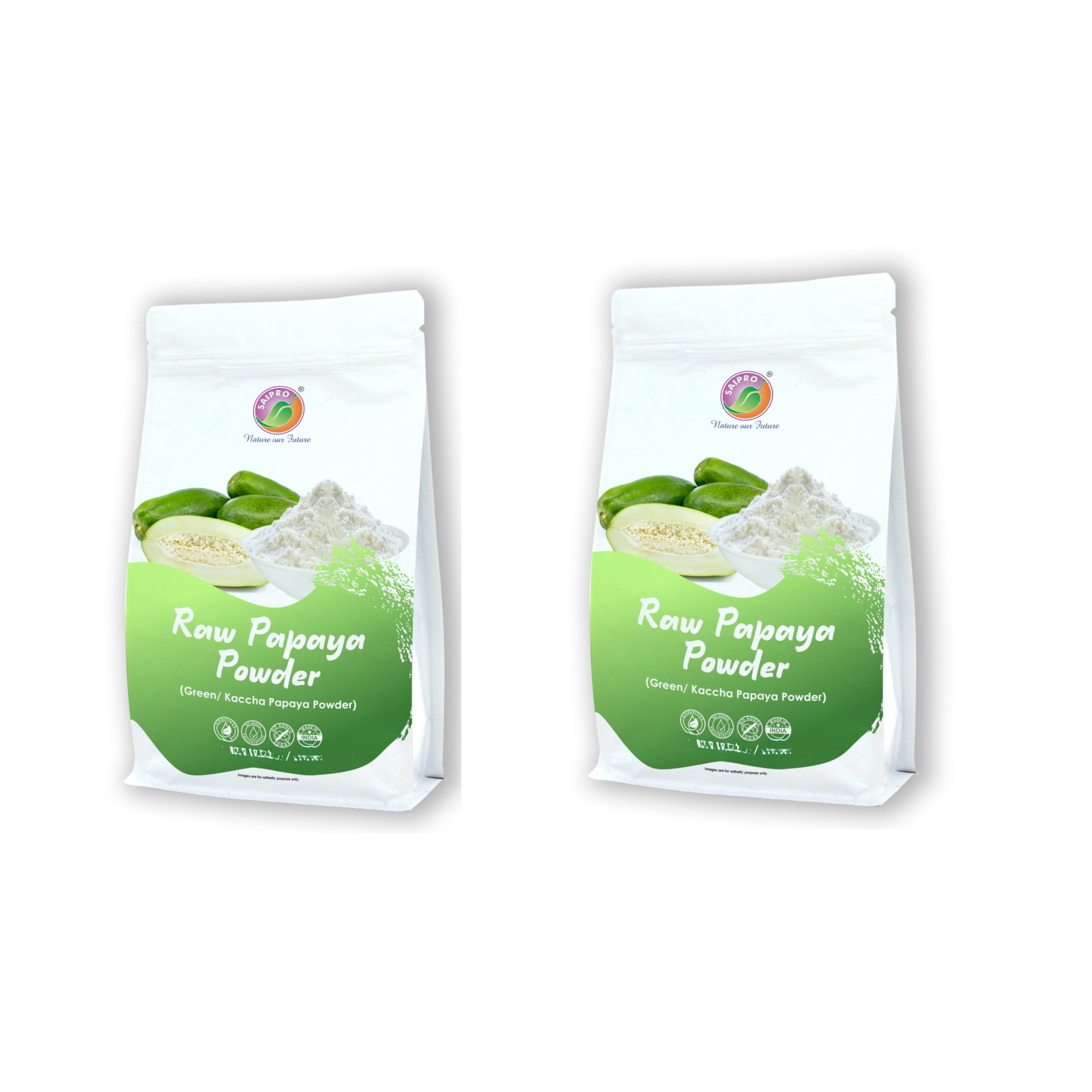 Saipro Raw Papaya Powder, unripe, green kaccha papaya powder, kachri powder 1 Kg (500 g*2 Packs) Useful for Food| Great Tenderizer, Ingredient in cooking, baking, Cosmetics, all Natural, Vegan, Gluten Free