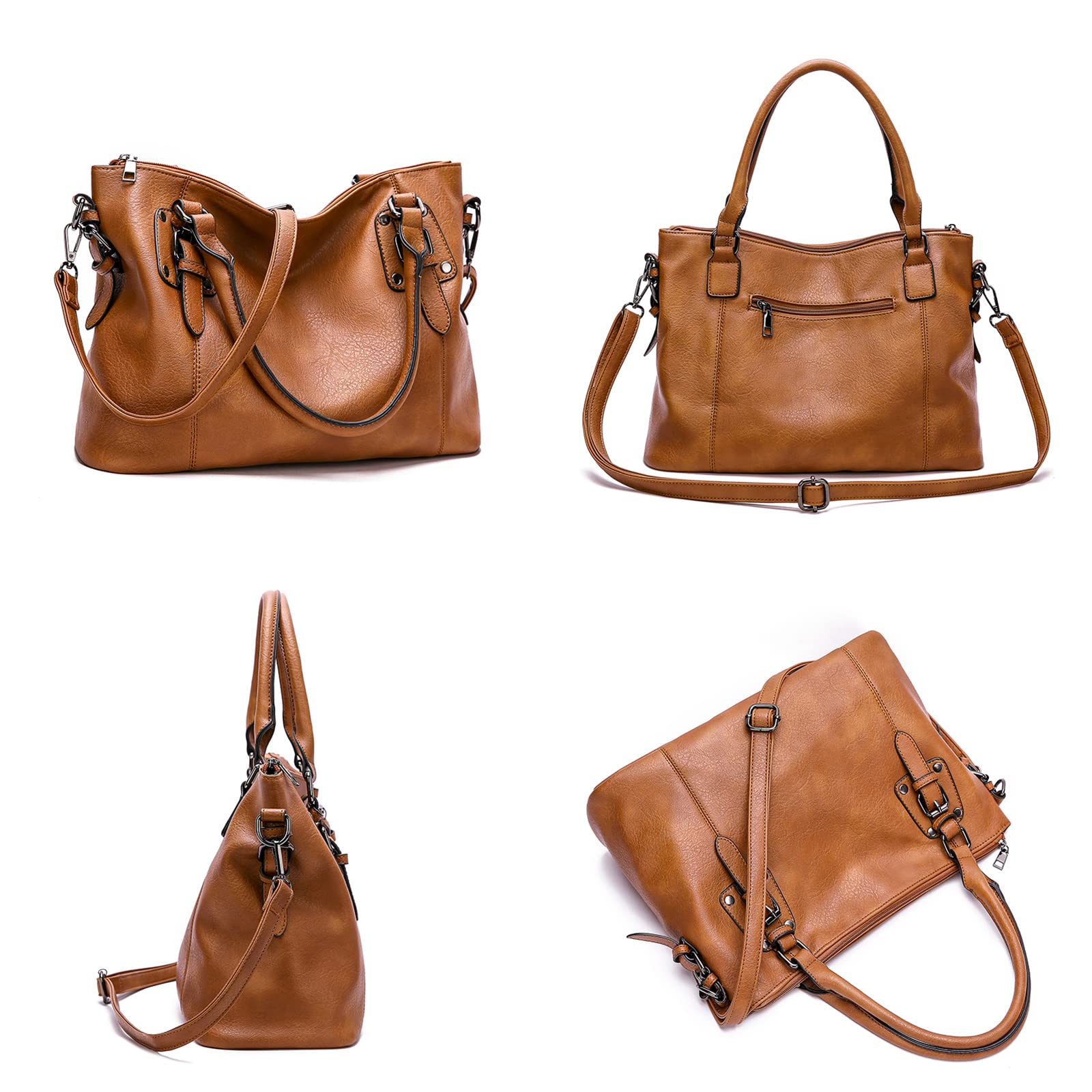 Damenhandtasche Set aus PU-Leder Damen Hobo Handtasche Tasche Vintage Schultertasche Hobo Damentasche Henkeltasche Umhängetasche Retro Taschen für Frauen Mutter
