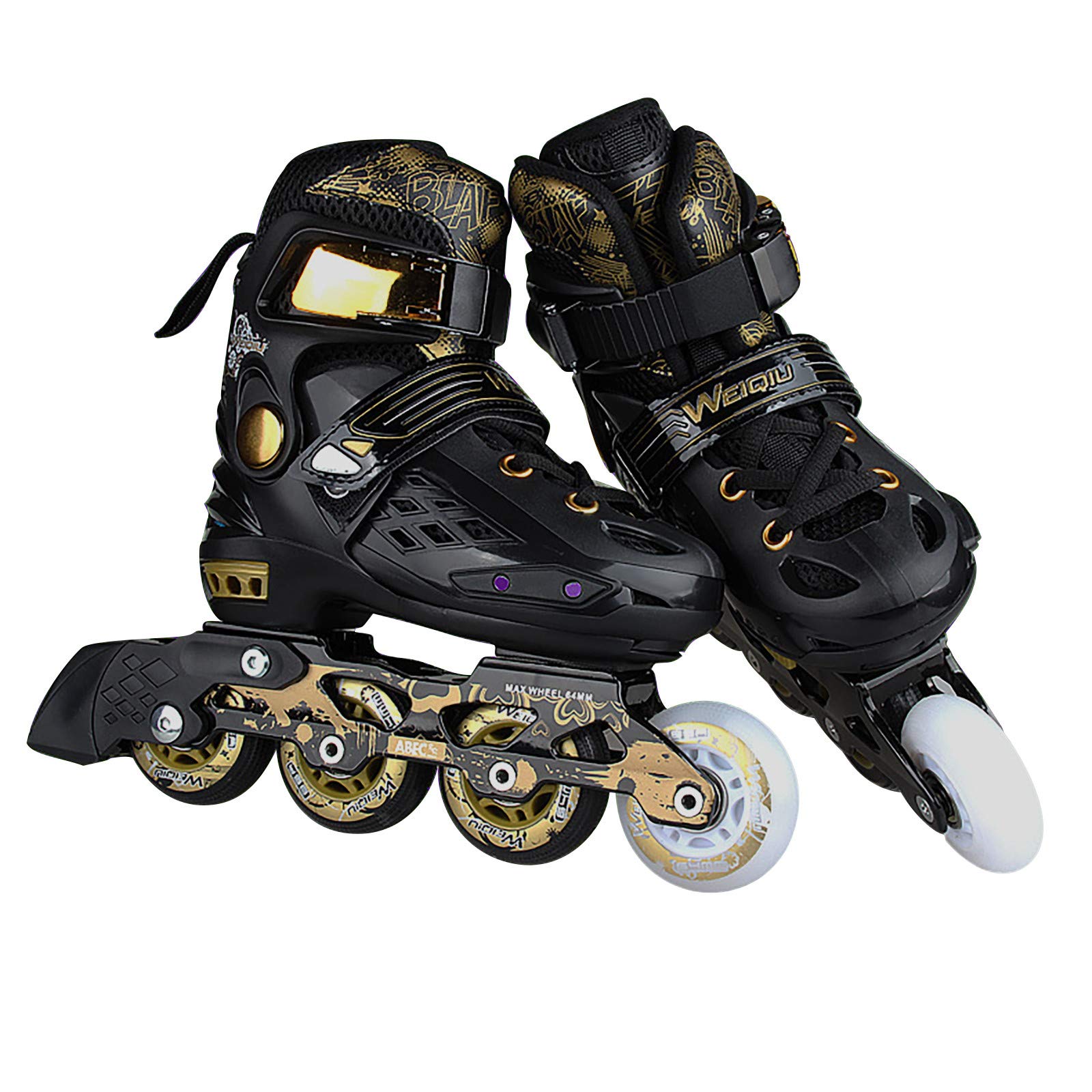 Roller Skates for Men Women Adults Skates Adjustable Inline Roller Skates Unisex Beginners Ball Bearings Unisex Fitness Shoes High-top for Indoor Outdoor 4 Wheels Skating Skates