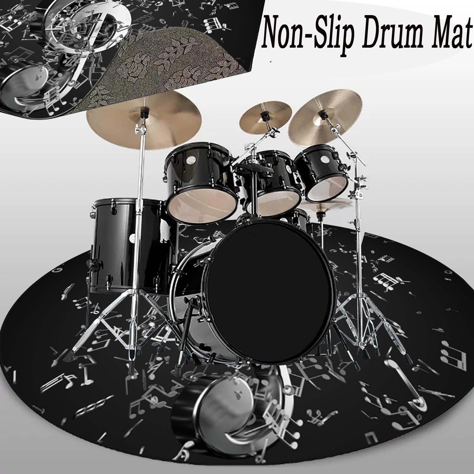Drum Teppich Schlagzeug Teppich Schallschutz Teppich Schallschutzmatte rutschfeste Trommel Teppiche Rund Drum Matte Schallschutzdecke für Bass Drum Snare Usw Schlagzeugteppich 120 cm