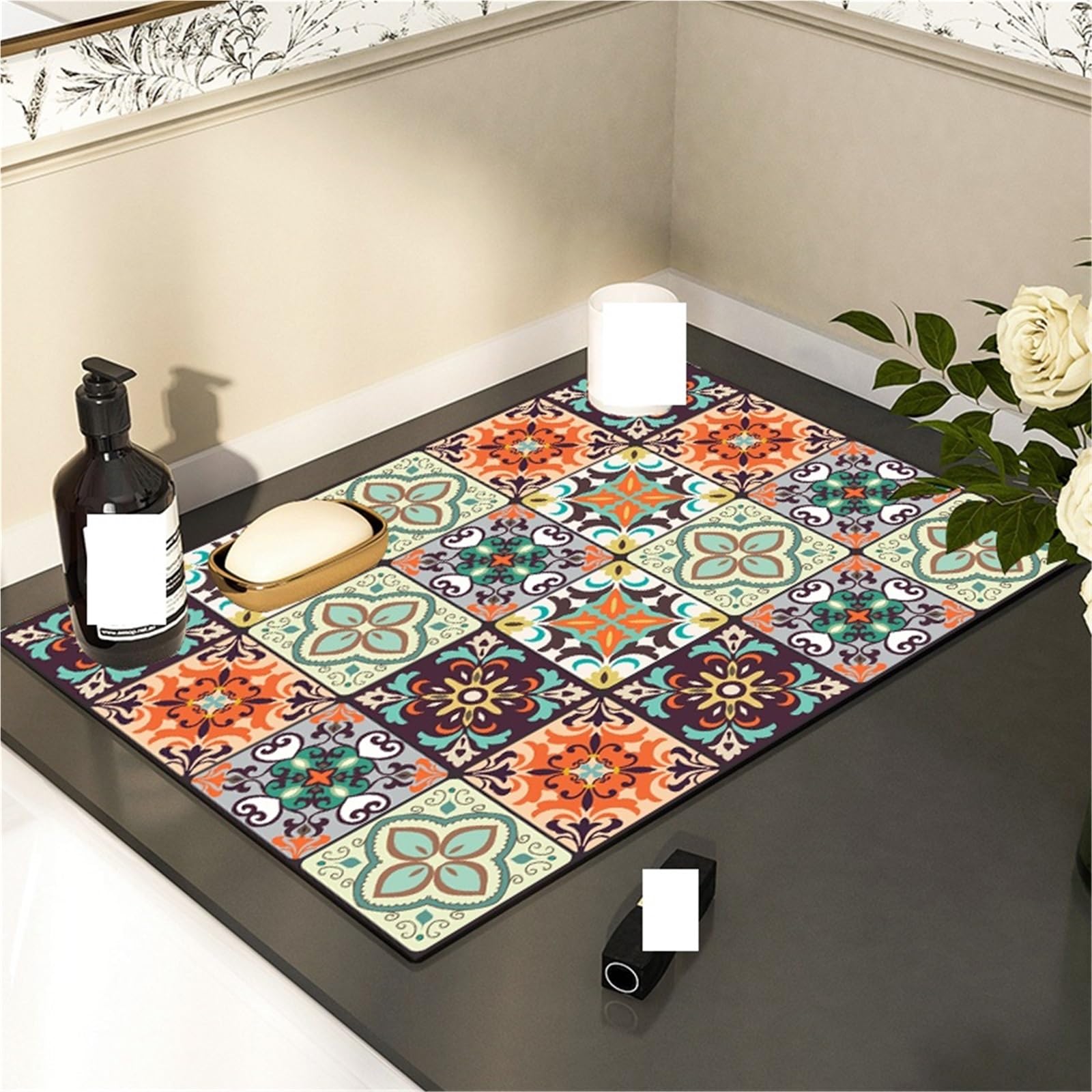 Alfombrilla Para Café Bar Tapete de secado de cocina, tapete de café de secado rápido, mantel absorbente for platos, tapetes de secado de tazas, accesorios de decoración de mesa, 2 uds.(Green A,30X40c