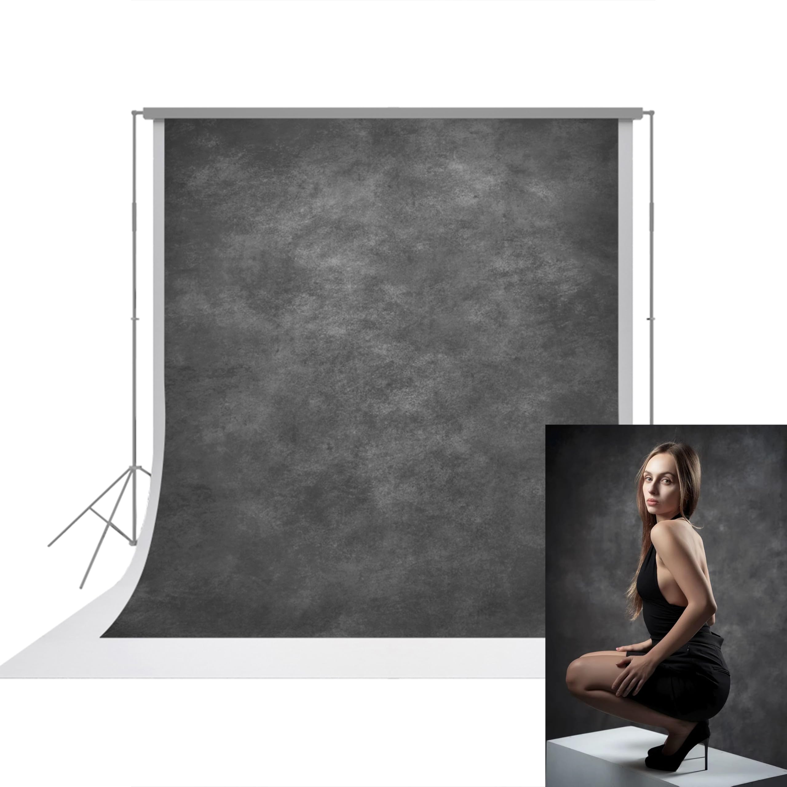 UrcTepics 6×8 ft Grey Fabric Photo Backdrops, Abstract Texture Backdrop for Headshots and Portraits, Photography Background for Studio and Vedio.