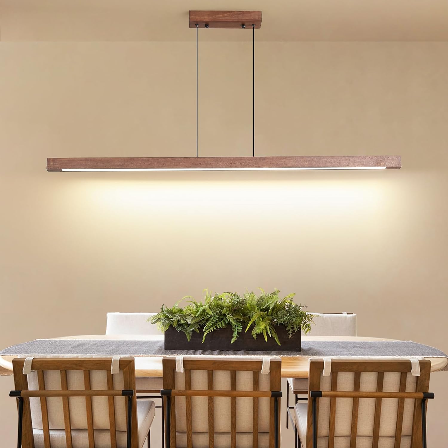 Linear Pendant Light, Modern Chandeliers for Dining Room, Dimmable Pool Table Island Lights for Kitchen, LED Ceiling Pendant Lamp for Dining Room Billiard Room, Adjustable Height,57in