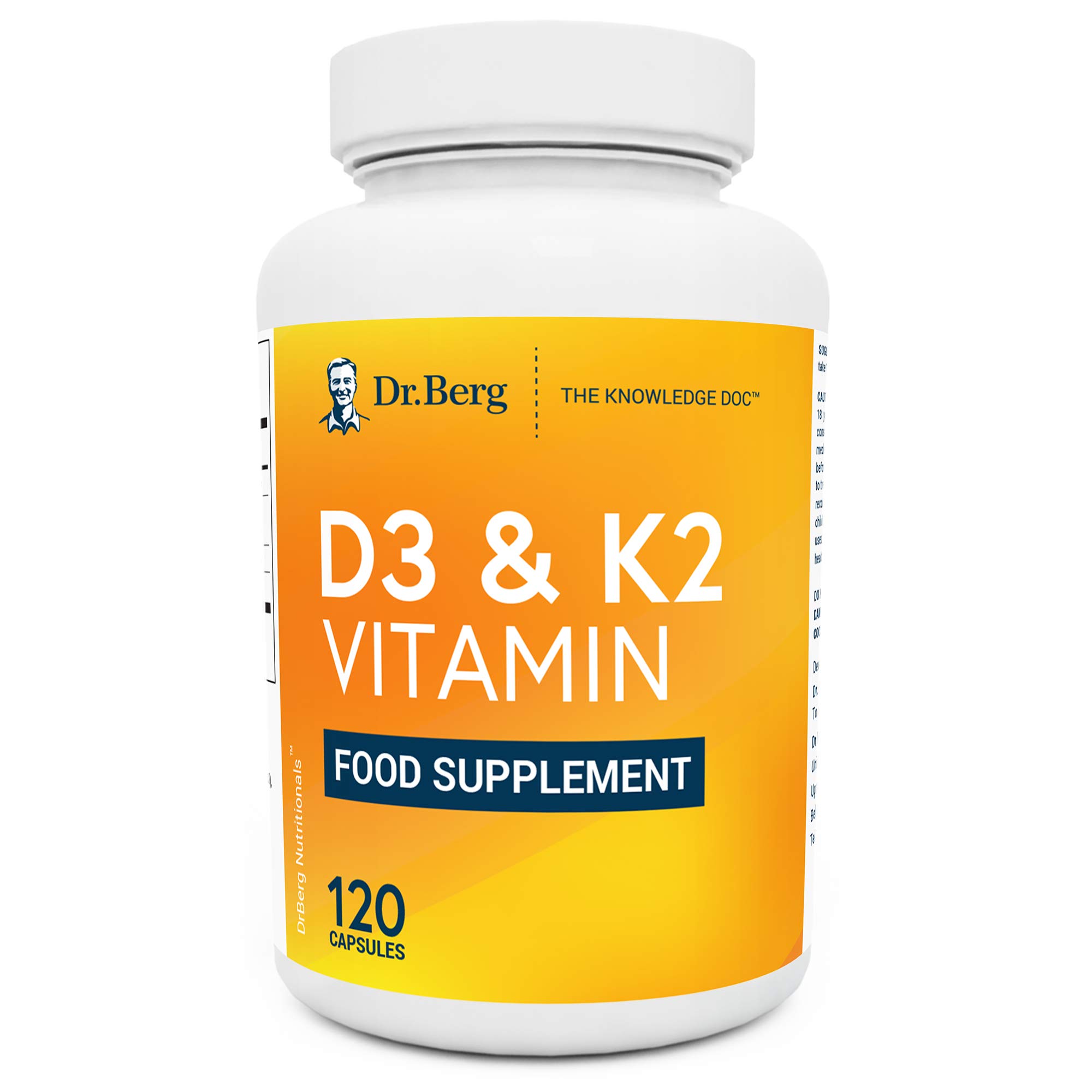 Dr. Berg's D3 & K2 Vitamin D3K2 Supplement w/Purified Bile Salts for