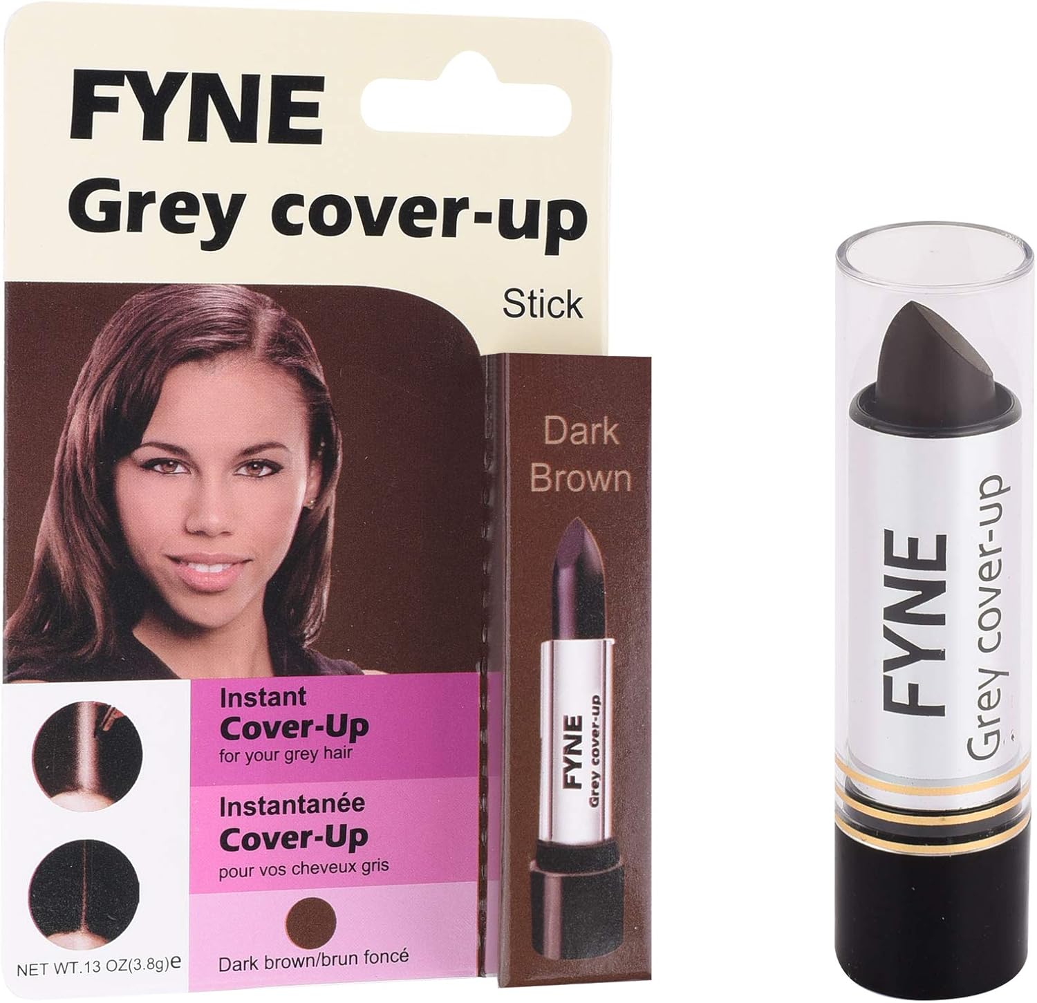 FYNE Root Touch Up Hair Mascara Instant Dark Brown Grey Hair Cover Up