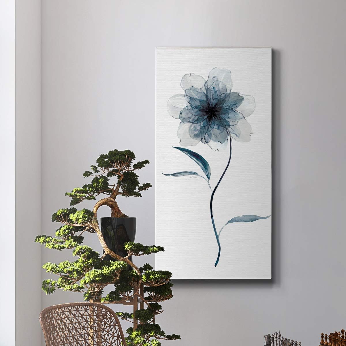 Renditions Gallery Canvas Wall Art, Wall Décor Canvas, Modern, Contemporary, Rustic, Romantic, & Industrial, Ready to Hang - Indigo Floral II 8X16