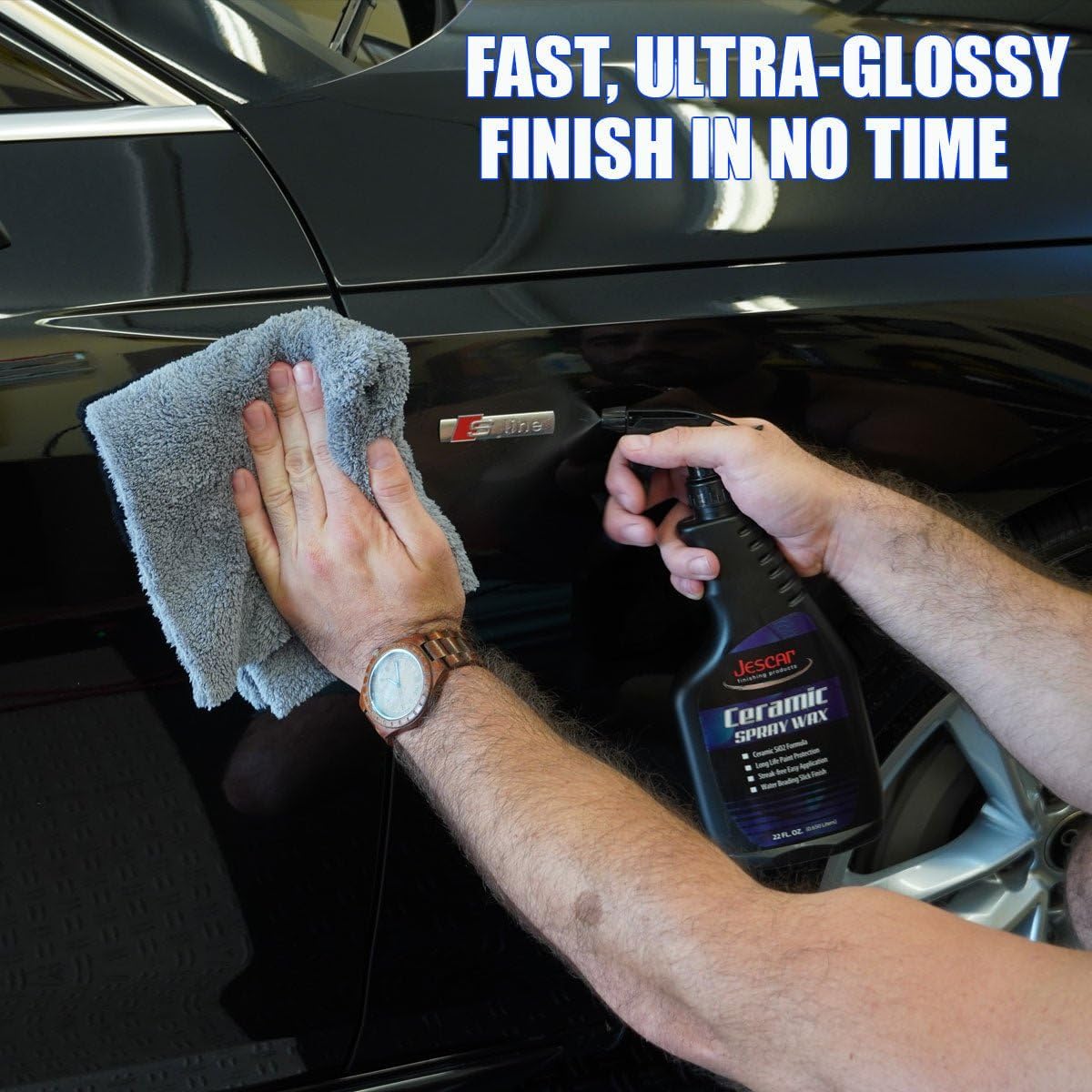 Jescar Ceramic Spray Wax - 22oz | High-Gloss Shine, Long-Lasting Protection, Easy Application, Hydrophobic coating for Cars, Motorcycle, RV's, Streak Free Finish. - Image 4