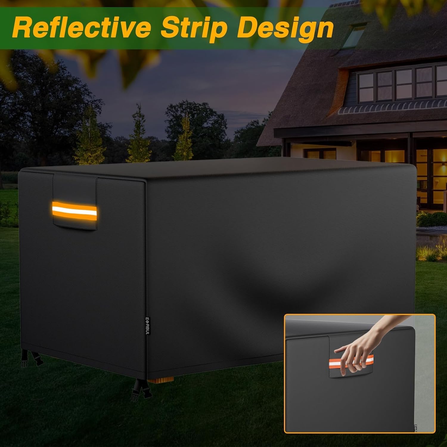 52*34*24 In Heavy Duty 420D Rectangular Gas Fire Pit Table Cover, Waterproof Firepit Cover, Patio Propane Firepit Table Covers with Windproof Buckles