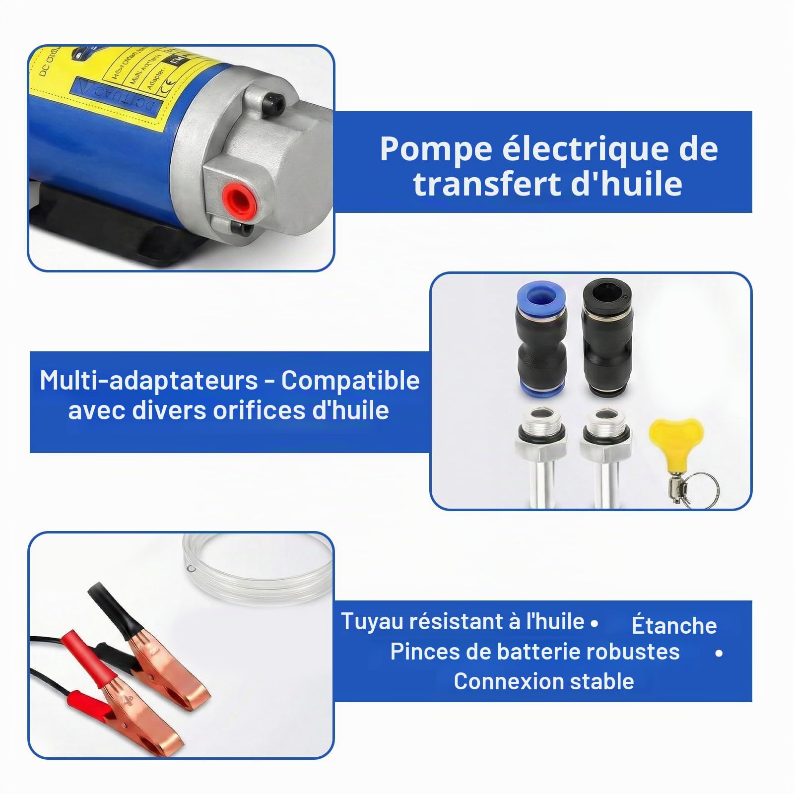 Pompe D'extraction D'huile 12 V 100 W, Pompe de Vidange D'huile, Compatible avec les Pompes à Carburant, Pompe électrique Portable Auto-amorçante pour Moteurs Diesel de Voitures Motos Bateaux Camions