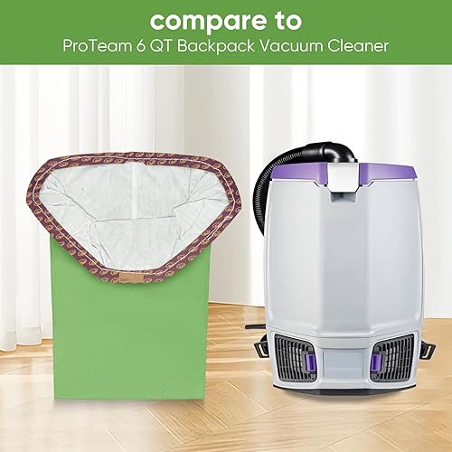 Miniatura 3 de Paquete de 12 bolsas de vacío con microfiltro 107314 compatibles con aspiradora Proteam de 6 cuartos de galón Super Coach Pro 6, ProVac FS 6, GoFit