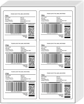 30 Sheets, 180 Count Labels, 6 Up White Permanent Self Adhesive Shipping Labels, 3 1/3 x 4 Printable Stickers for Laser & Inkjet Printers