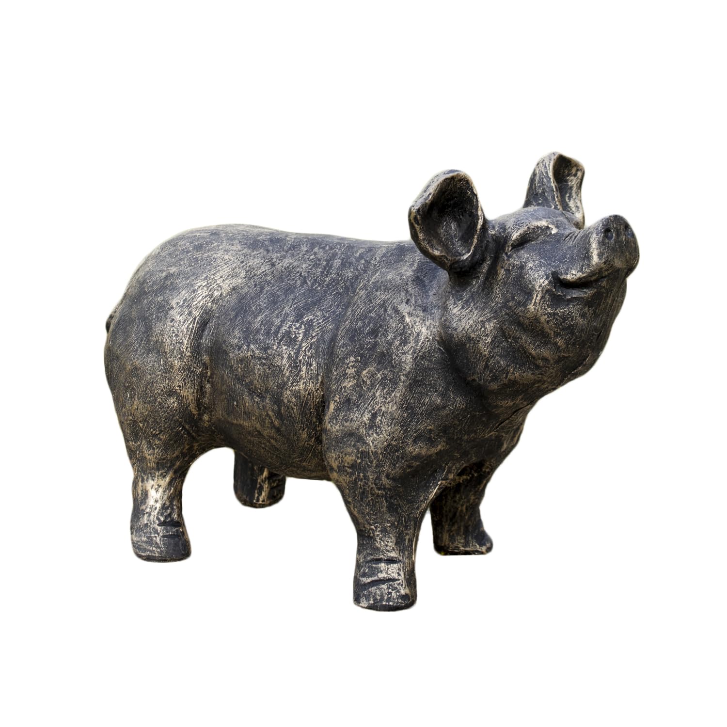 Darthome Gold, Black Aged Gold Pig Garden Ornament, Large Resin Outdoor Standing Farm Animal Statue, Weather Resistant, W36cm X H24cm X D15cm