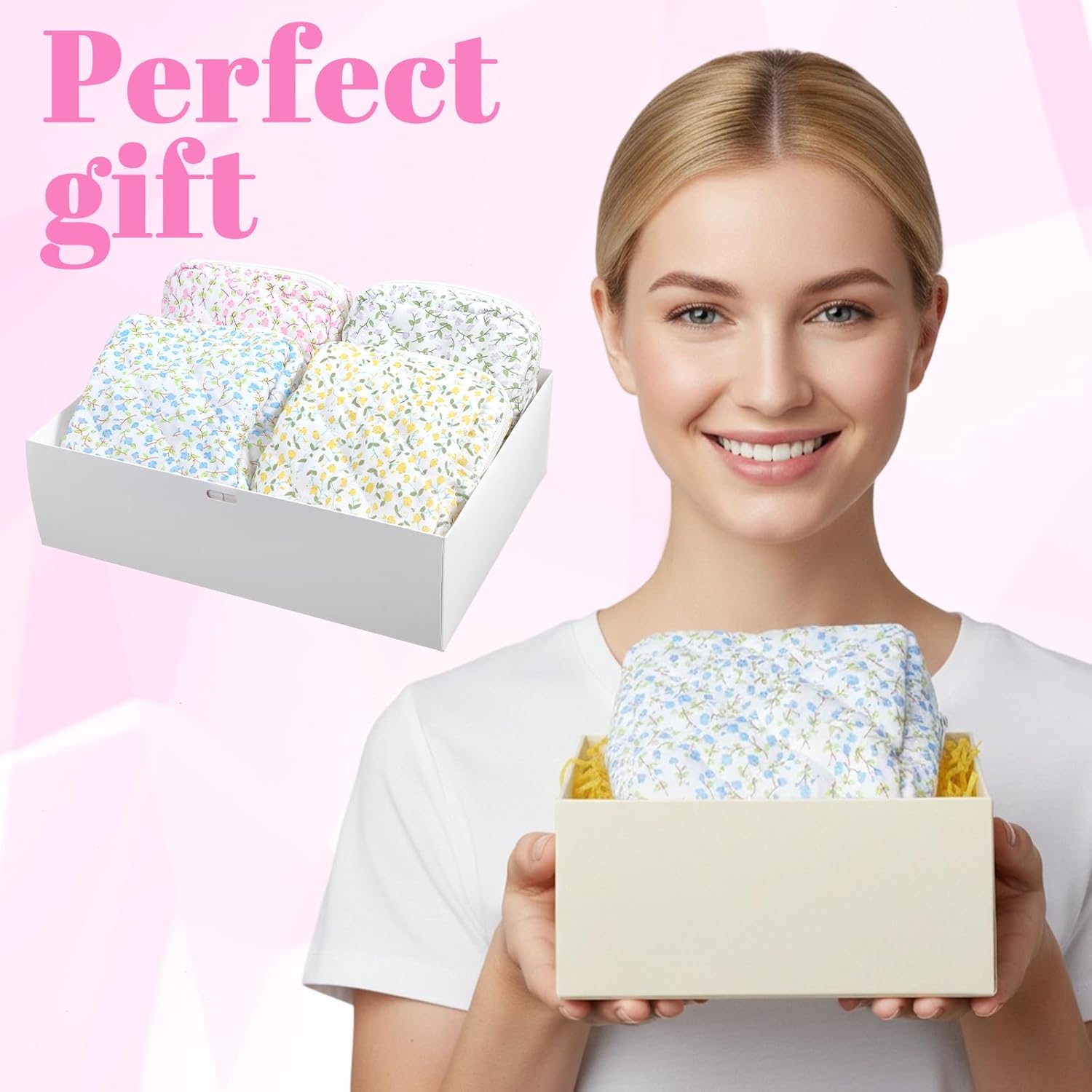 8 Pcs Floral Makeup Bag Cosmetic Bag with Zipper 2 of Each of the 4 Colors Portable Small Pouches for Purse Toiletry Mini Pouch Cute Mini Makeup Purse for Coin Essentials Items Women