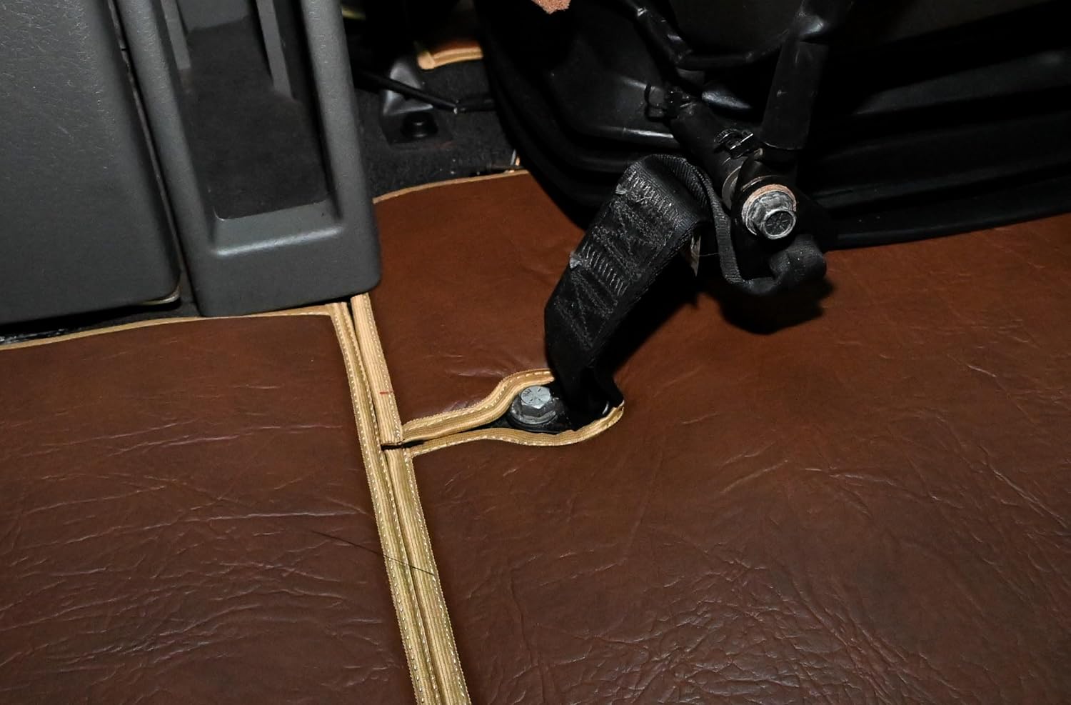 Prestige Line Brown Faux Leather Floor Mats for Volvo vnl 860 - Weather Protection - Custom Fit - Modular Design