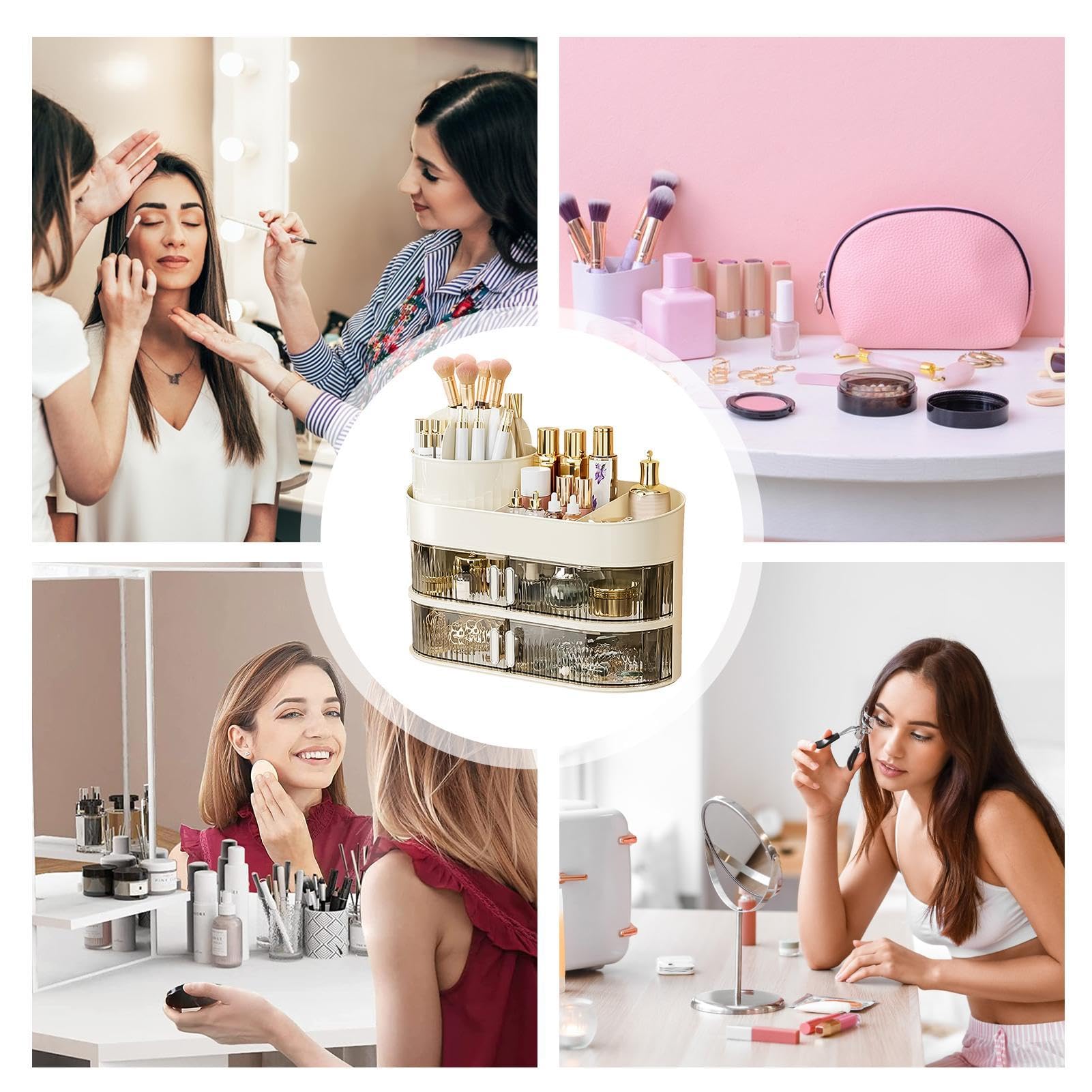 Vitrine cosmétique transparente pour comptoir de maquillage – Baril rotatif multifonction pour l'organisation de la maison pour pinces à cheveux, mascara | rotatif multifonction pour l'organisation de la maison pour pinces à cheveux, mascara