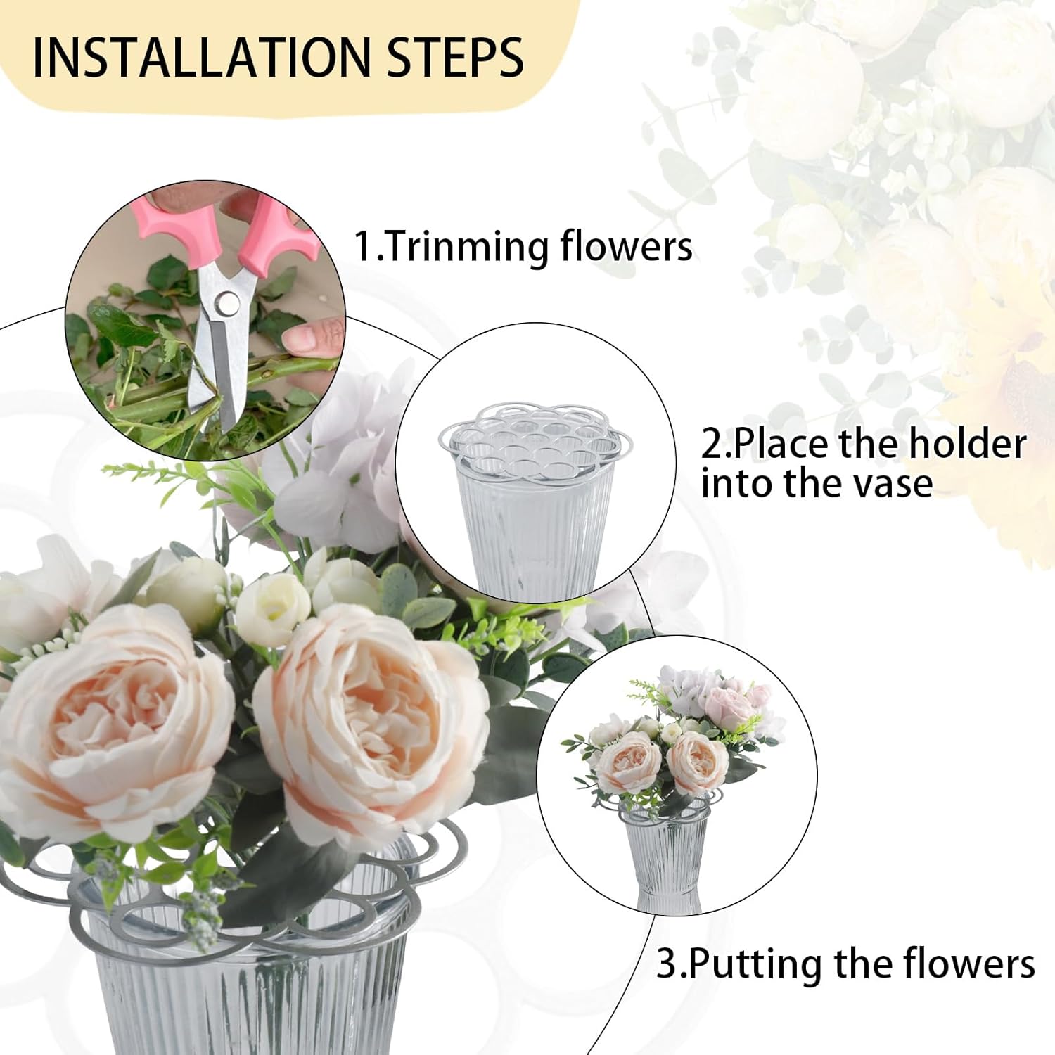 OYEFLY 6Pcs Flower Arrangement Holder,Metal Floral Grid Used for Vase Flower Arrangement Art (4in5in6in6)