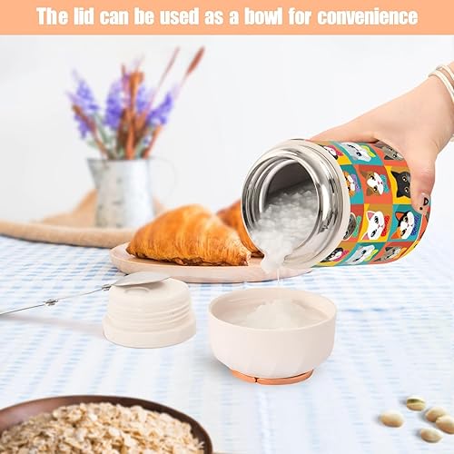 Miniatura 6 de Cats Food Jar with Spoon Stainless Steel Vacuum Insulated Food Container 17 oz Thermos for Lunch