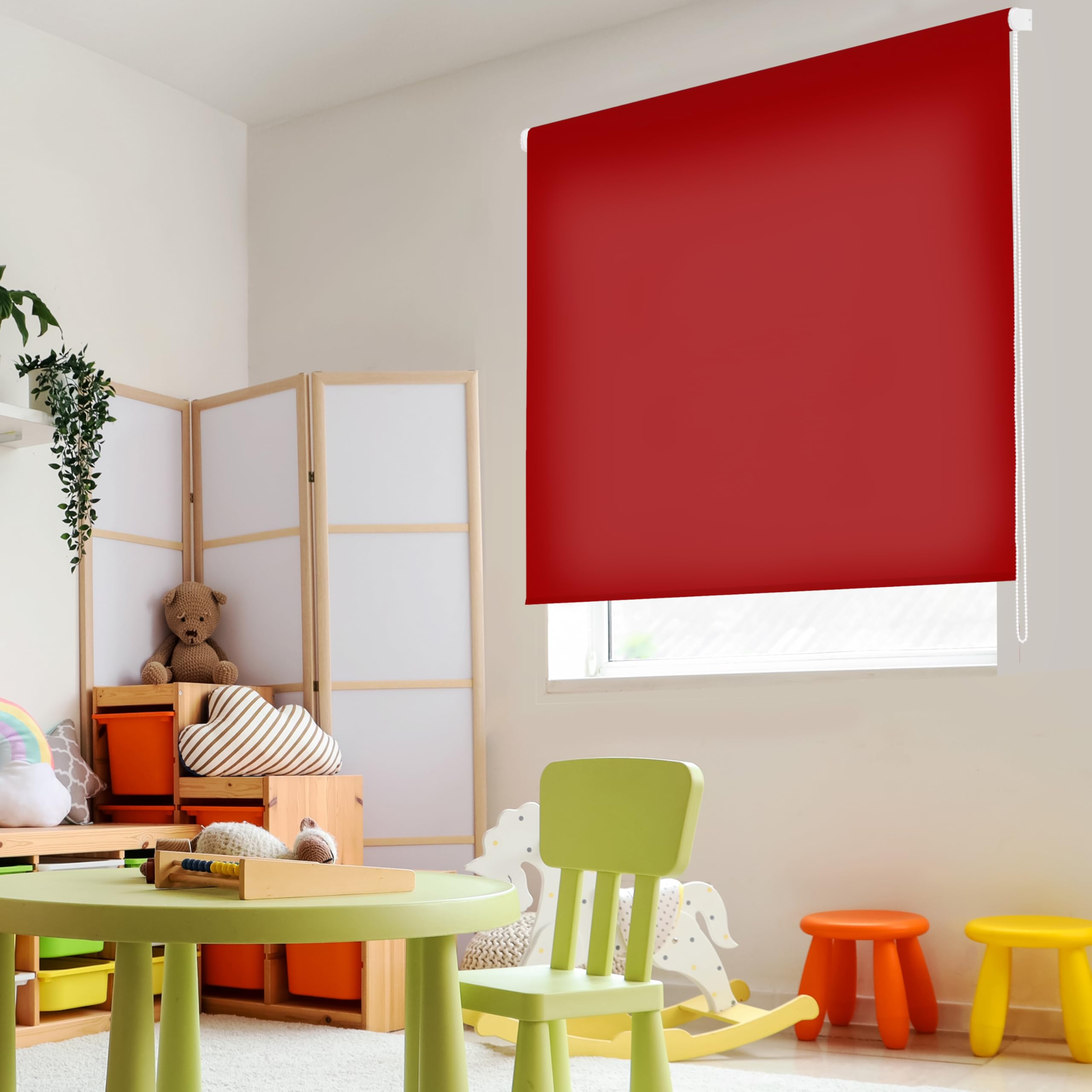 Blindecor Ara | Lichtdurchlässiges Rollo | Bordeauxrot | 180 x 175 cm (BxH) | Stoffgröße 177 x 170 cm | Rollos für fenster