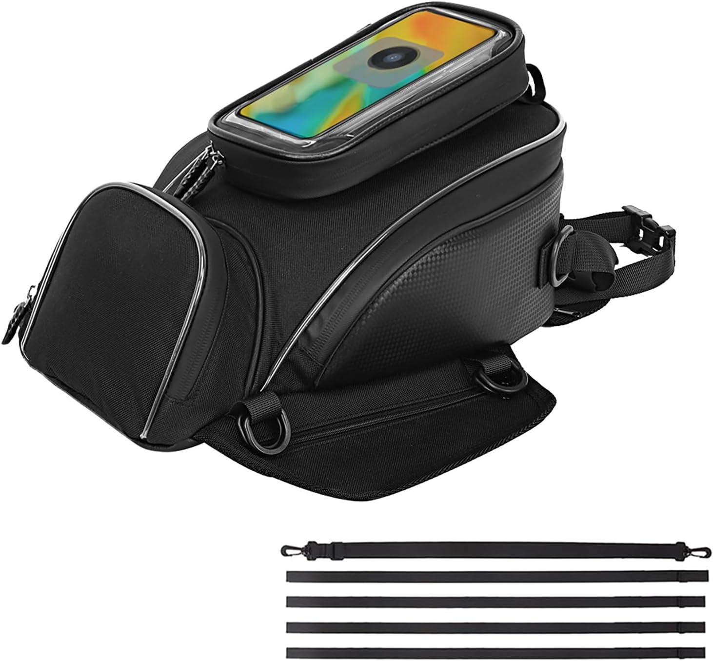 Motorcycle Tank Bag for Triumph Scrambler 900 Street Bike, Oxford Magnetic Motorbike Bag Water-Resistant Motorcycle Gas Tank Bag with Magnets and Straps for Touring,B/Strap